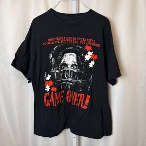 SAW Horror Movie Graphic T-Shirt XL Black Game Over Jigsaw Puzzle Tee Halloween